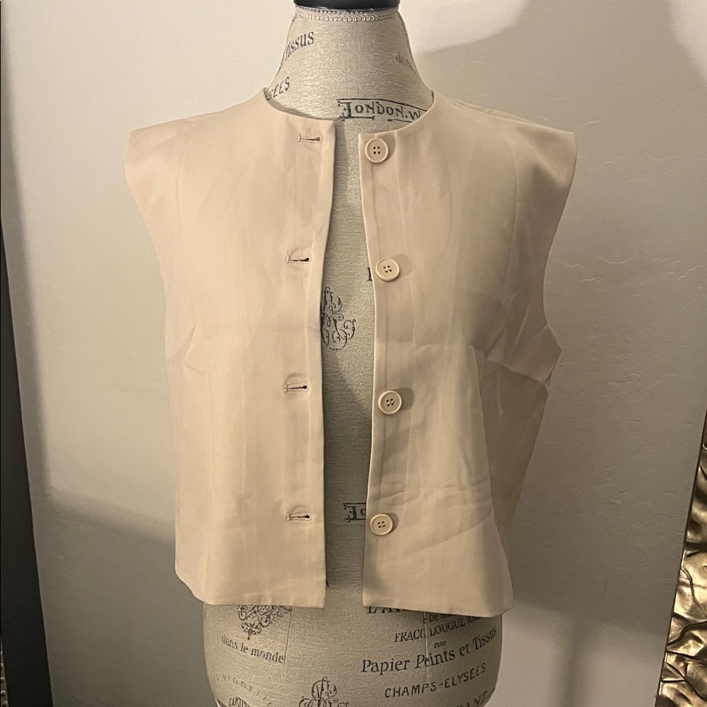 Sleeveless Ivory Button Front Vest